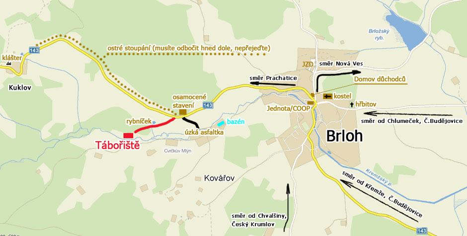 Průjezdní mapa obcí Brloh